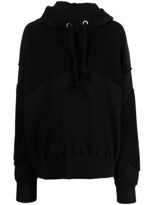 Khrisjoy panelled frayed-edge hoodie - Black