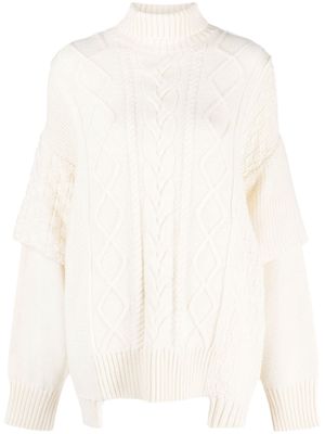 Khrisjoy roll-neck cable-knit jumper - White