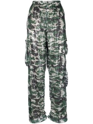 Khrisjoy sequin camouflage-print cargo pants - Green