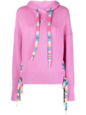Khrisjoy stripe-detail knitted hoodie - Pink