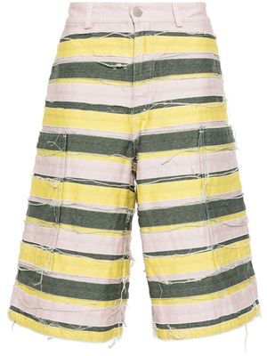 Khrisjoy striped distressed denim shorts - Yellow