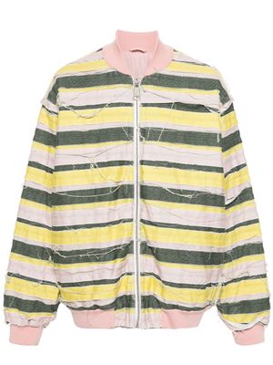 Khrisjoy striped distressed oversize denim jacket - Yellow