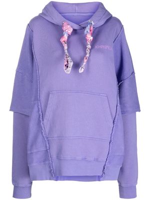 Khrisjoy towelling-finish panelled cotton hoodie - Purple