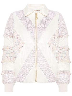 Khrisjoy tweed-detailed puffer jacket - White