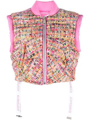 Khrisjoy tweed panel puffer jacket - Pink