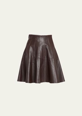 Kiara Leather Mini Flare Skirt