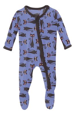 KicKee Pants Cool Cats Muffin Ruffle Zip Footie in Forget Me Not Cool Cats