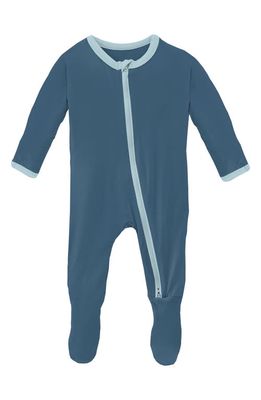 KicKee Pants Deep Sea Fitted One-Piece Pajamas in Deep Sea With Spring Sky