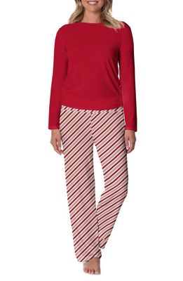 KicKee Pants Holiday Print Pajamas in Crimson Candy Cane Stripe
