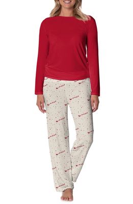 KicKee Pants Holiday Print Pajamas in Natural Flying Santa