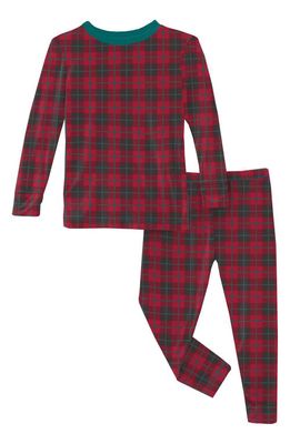 KicKee Pants KIds' Long Sleeve Fitted Two-Piece Pajamas in Anniversary Plaid
