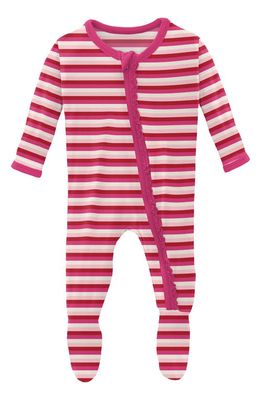 KicKee Pants Muffin Ruffle Print Footie in Anniversary Candy Stripe