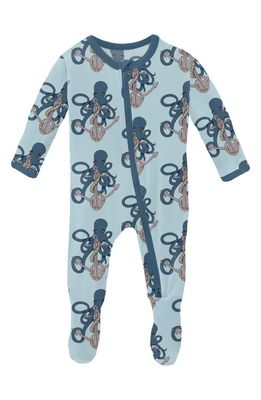 KicKee Pants Octopus Anchor Fitted One-Piece Pajamas in Spring Sky Octopus Anchor