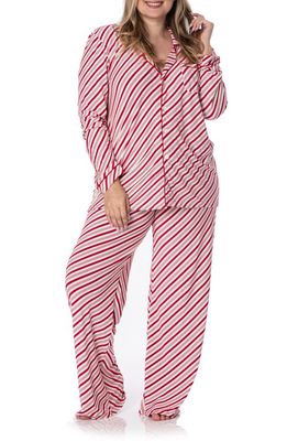 KicKee Pants Print Long Sleeve Pajamas in Crimson Candy Cane Stripe