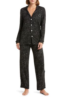 KicKee Pants Print Long Sleeve Pajamas in Midnight Foil Constellations