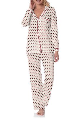 KicKee Pants Print Long Sleeve Pajamas in Natural Hearts