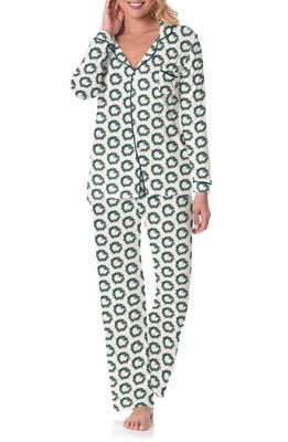 KicKee Pants Print Long Sleeve Pajamas in Natural Holiday Wreath