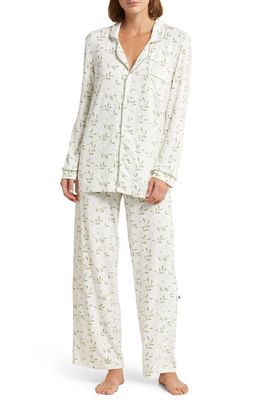 KicKee Pants Print Long Sleeve Pajamas in Natural Mistletoe