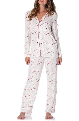 KicKee Pants Print Pajamas in Natural Flying Santa