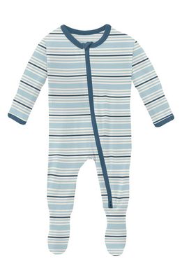 KicKee Pants Stripe Fitted One-Piece Pajamas in Jetsam Stripe