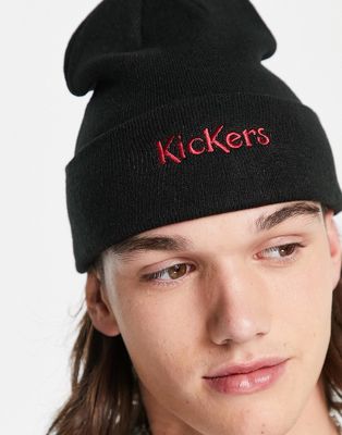 Kickers beanie in black with logo embroidery