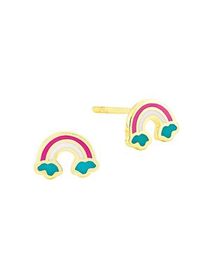 Kid's 14K Gold & Enamel Rainbow Stud Earrings - Gold