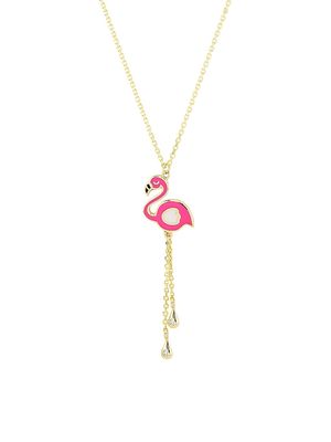 Kid's 14K Gold, Diamond & Enamel Flamingo Necklace - Gold