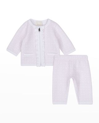 Kid's 4G Intarsia Jacket W/ Pants Set, Size Newborn-6M