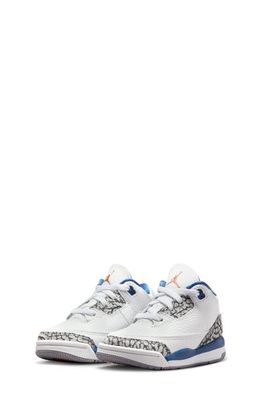 Kids' Air Jordan 3 Retro Sneaker in White/Metallic Copper/Blue
