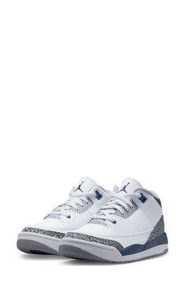 Kids' Air Jordan 3 Retro Sneaker in White/Navy/Grey/Black