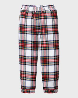 Kid's Balmoral Tartan-Print Pajama Pants, Size 6M-14