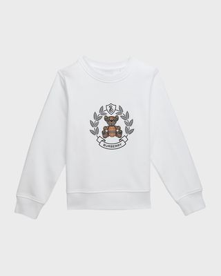 Kid's Bear & Oak Leaf Crest Graphic Sweatshirt, Size 4-14