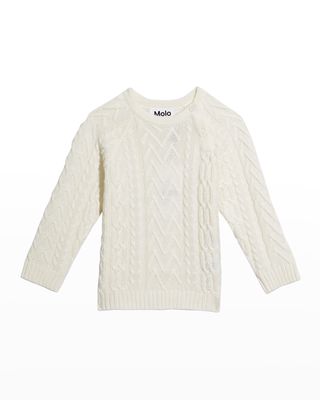 Kid's Bjork Cable Knit Sweater, Size 3M-24M