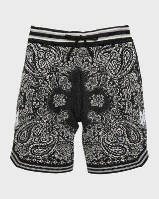 Kid's Cashmere Bandana Intarsia Shorts, Size 4-12