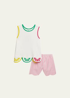 Kid's Citrus Top with Shorts Two-Piece Set, Size 2-6