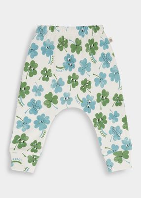 Kid's Clover-Print Harem Trousers, Size 3-18M