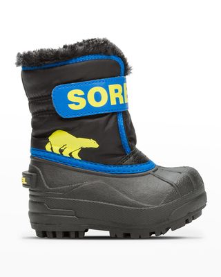 Kid's Commander Grip-Strap Fleece Snow Boots, Size Kids