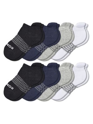 Kid's Cushioned Ankle Socks, Pack of 8 - Solids Mix - Solids Mix