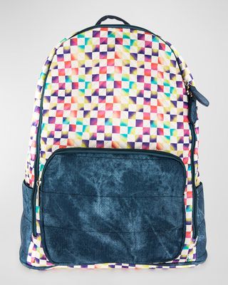 Kid's Denim and Rainbow Check Backpack