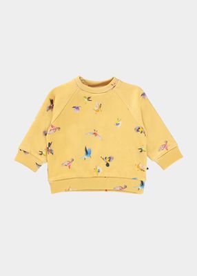 Kid's Dicte Bird-Print Sweater, Size 3M-4