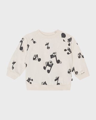 Kid's Disc Musical Notes-Print Sweatshirt, Size 3M-2