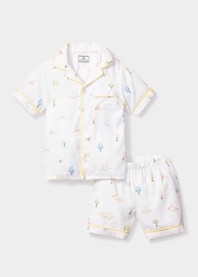 Kid's Easter Gardens Pajama Shorts Set, Size 6M-14