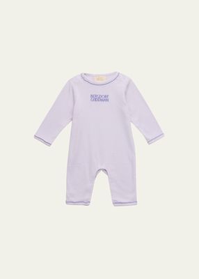 Kid's Embroidered Cotton Pointelle Playsuit, Size 0M-12M