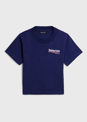Kid's Embroidered Political Logo T-Shirt, Size 2-10