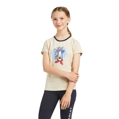 Kid's Fabulous T-Shirt in Oatmeal Heather Cotton, Size: XS by Ariat