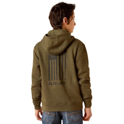 Kid's Faded Hoodie Jacket in Brine Olive, Size: XS by Ariat