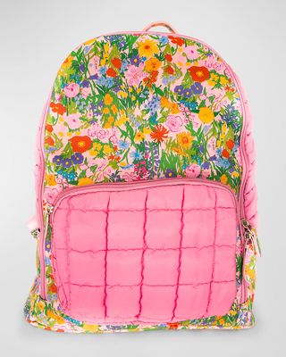 Kid's Floral Contrast Puffer Backpack