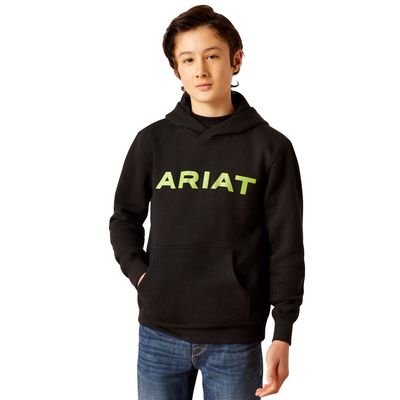 Kid's Front Logo Hoodie Jacket in Black, Size: XS by Ariat