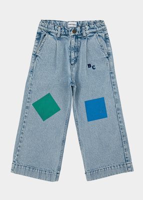 Kid's Geometric Shapes Denim Pants, Size 2-13