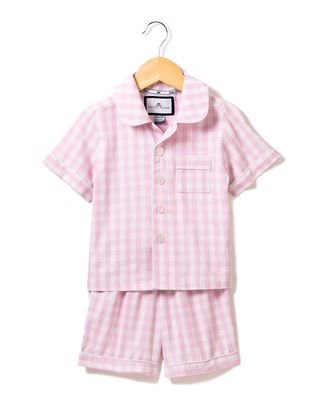 Kid's Gingham 2-Piece Pajama Shorts Set, Size 6M-14